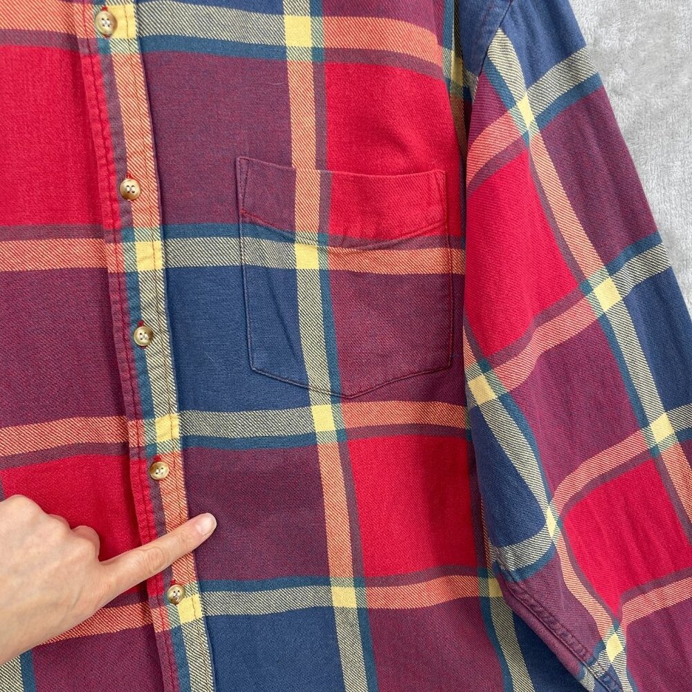 Gap Vintage Red Blue Plaid 100% Cotton Long Sleeve Button Front Shirt - Picture 3 of 10